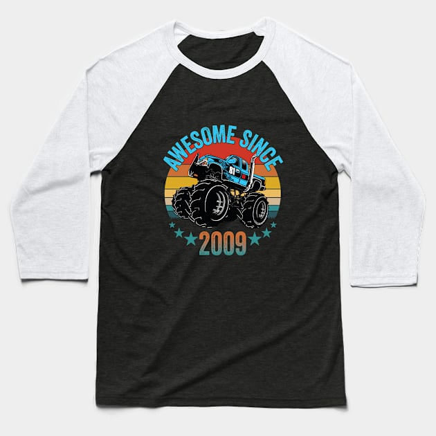 14th Birthday - Monster Truck Awesome Since 2009 Baseball T-Shirt by Kudostees